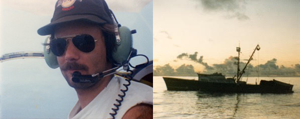 Photos of Markus during his time flying off tuna boats in the Pacific.