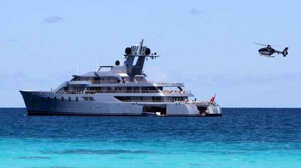 Helicopter landing on superyacht