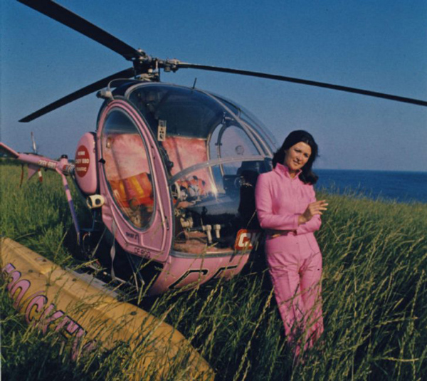 'Be remarkable' if you want people to talk about your company. A pink helicopter and flight suit certainly achieves that.